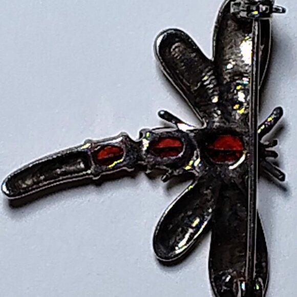 Garnet Dragonfly Brooch – Sterling Silver - Picture 2 of 3